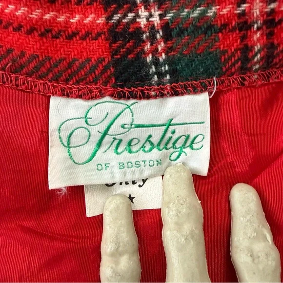 Vintage 70s Scottish Red Tartan Plaid High Waisted Wool Maxi Skirt ~ Size Small - Picture 5 of 7